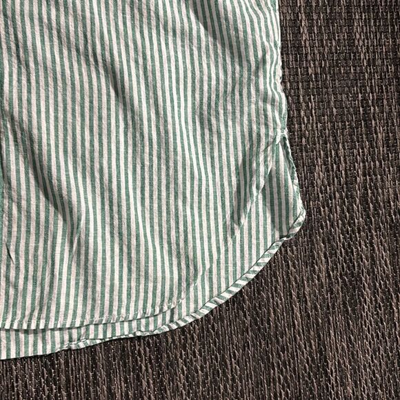 H&M linen blend shirt green striped - Picture 7 of 9